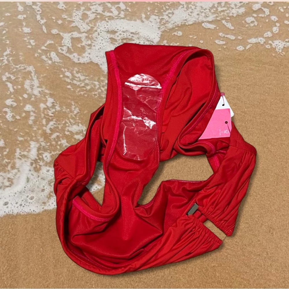 NWT Lilly Pulitzer Neil Ruby Red High Waist Bikini Bottom Ruched Waistband Sz 6 - Picture 6 of 6